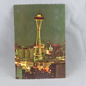 Vintage Postcard - Space Needle at Night Seattle Washington - Dexter Press